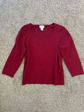 LOFT Scoop Neck Knit Top in Burgundy